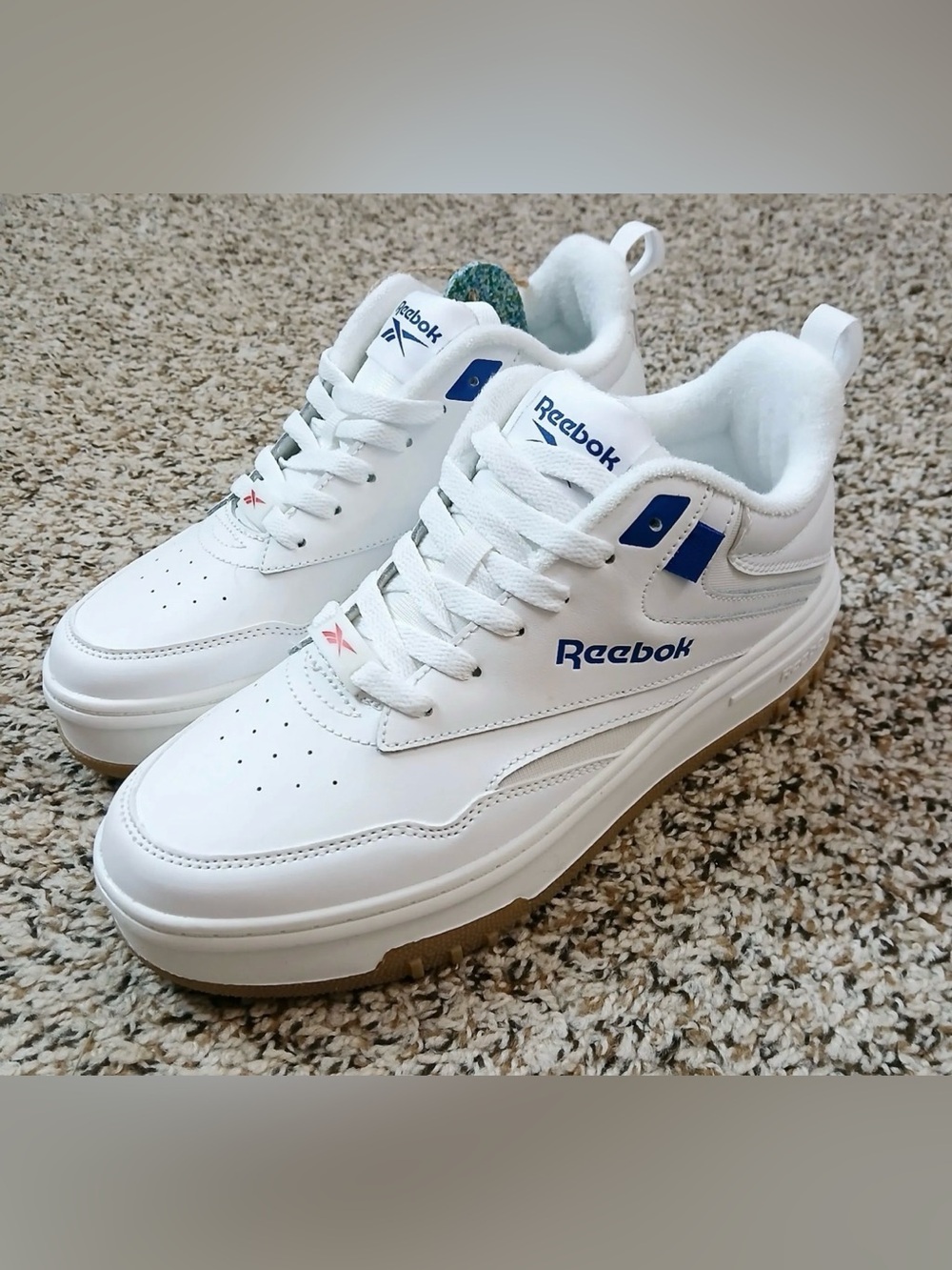 NEW Reebok reevamp White Sneakers with Blue Accents